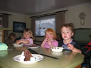 Chloe, Rosie and Kaitlyn - Enjoying Kaitlyn's Birthday Cake